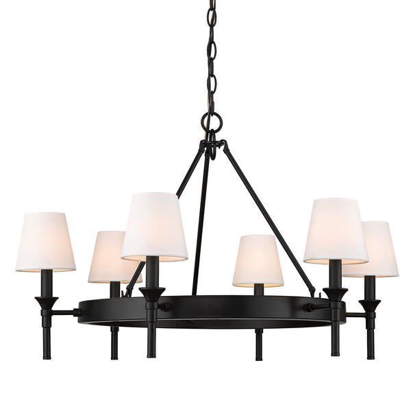 Six Light Chandelier from the Edinburgh Collection in Matte Black Finish by Golden