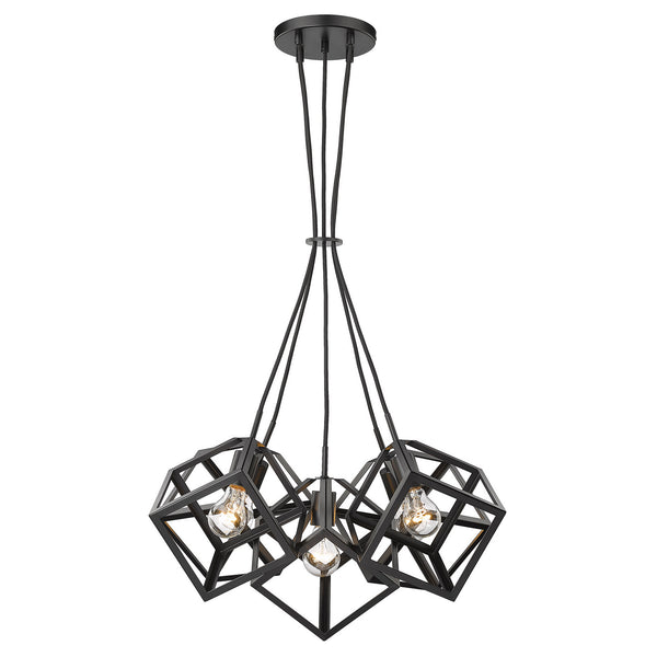 Five Light Pendant from the Cassio BLK Collection in Matte Black Finish by Golden
