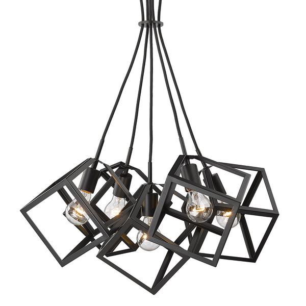 Golden - 2086-5P BLK - Five Light Pendant - Cassio BLK - Matte Black from Lighting & Bulbs Unlimited in Charlotte, NC