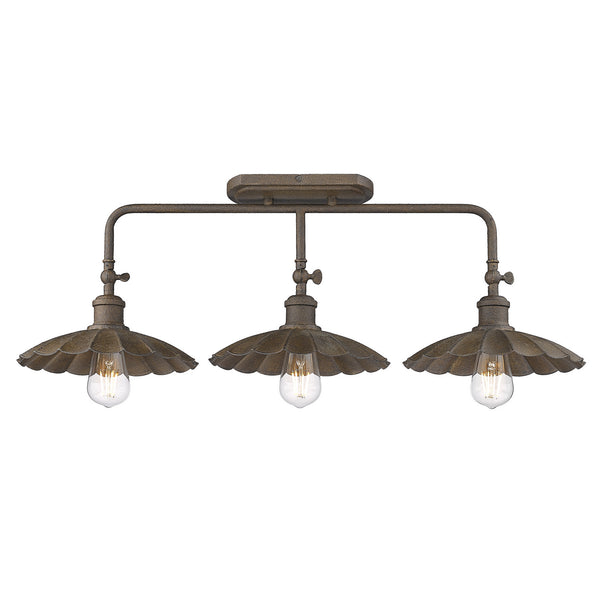 Three Light Bath Vanity from the Clemence Collection in Dark Rust Finish by Golden