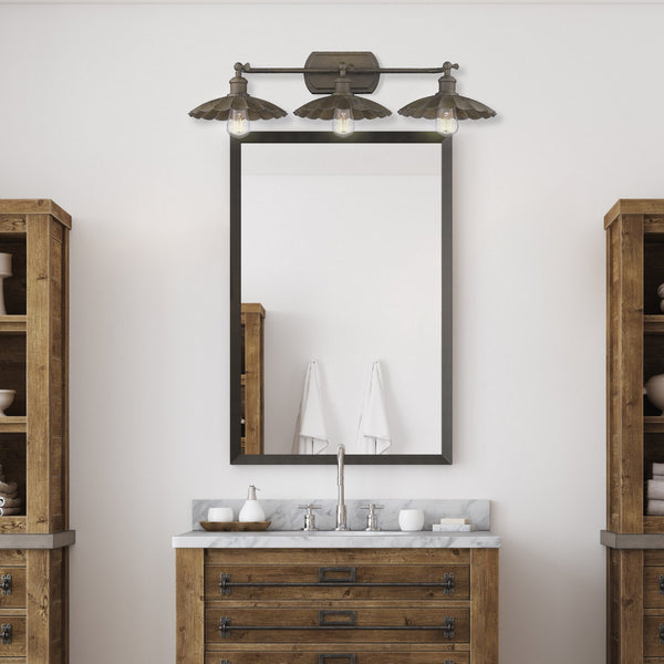 Three Light Bath Vanity from the Clemence Collection in Dark Rust Finish by Golden