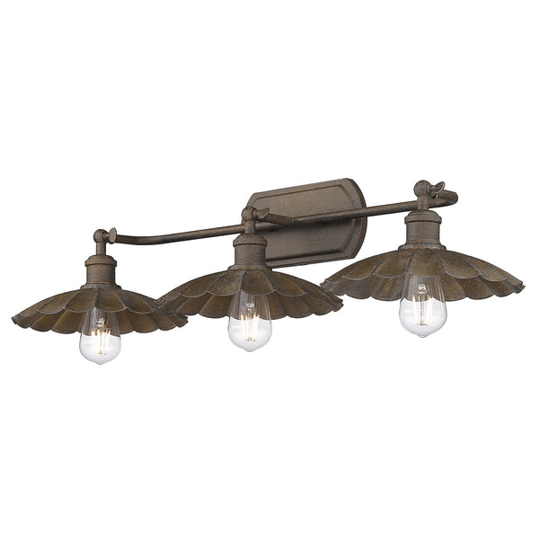 Golden - 3124-BA3 DR - Three Light Bath Vanity - Clemence - Dark Rust from Lighting & Bulbs Unlimited in Charlotte, NC