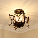 Three Light Semi-Flush Mount from the Quincy Collection in Cordoban Bronze Finish by Golden