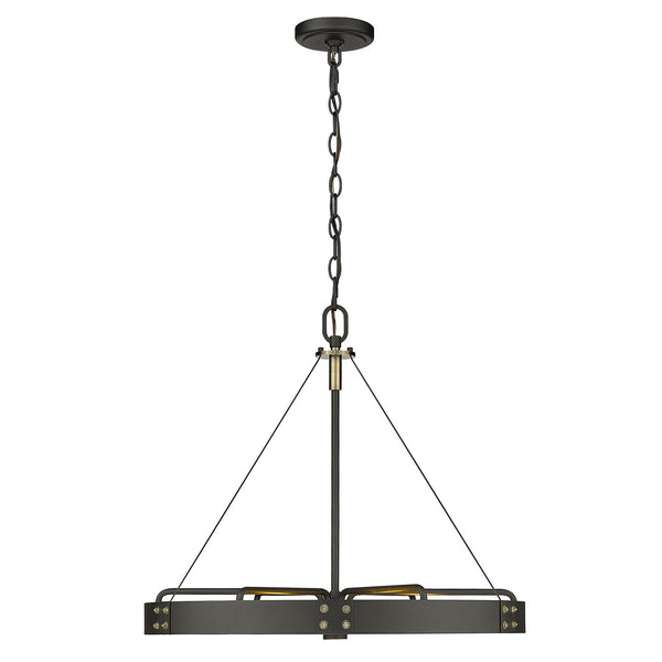 Six Light Pendant from the Vaughn Collection in Natural Black Finish by Golden