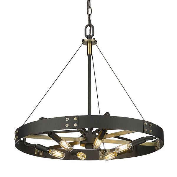 Six Light Pendant from the Vaughn Collection in Natural Black Finish by Golden
