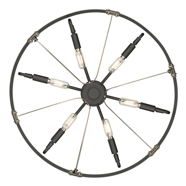 Six Light Pendant from the Vaughn Collection in Natural Black Finish by Golden