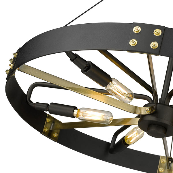 Six Light Pendant from the Vaughn Collection in Natural Black Finish by Golden
