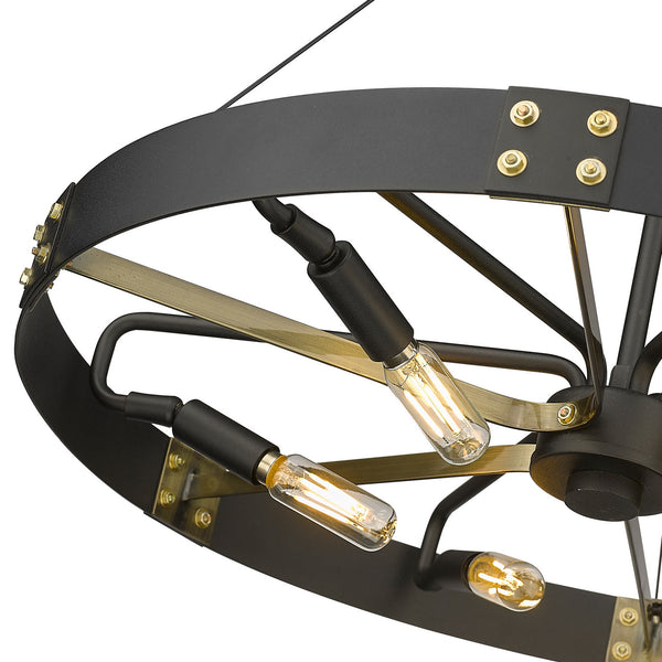 Six Light Pendant from the Vaughn Collection in Natural Black Finish by Golden