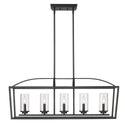 Five Light Linear Pendant from the Mercer Collection in Matte Black Finish by Golden