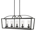 Five Light Linear Pendant from the Mercer Collection in Matte Black Finish by Golden