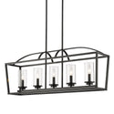Five Light Linear Pendant from the Mercer Collection in Matte Black Finish by Golden