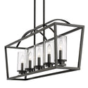 Five Light Linear Pendant from the Mercer Collection in Matte Black Finish by Golden