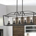 Five Light Linear Pendant from the Mercer Collection in Matte Black Finish by Golden