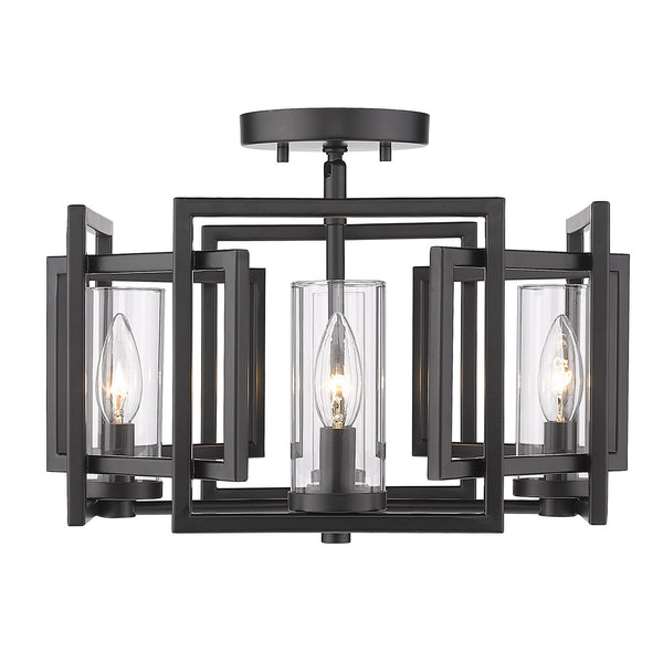 Four Light Flush Mount from the Marco BLK Collection in Matte Black Finish by Golden