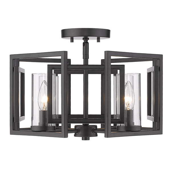 Four Light Flush Mount from the Marco BLK Collection in Matte Black Finish by Golden