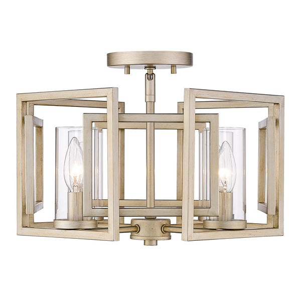 Four Light Flush Mount from the Marco BLK Collection in White Gold Finish by Golden