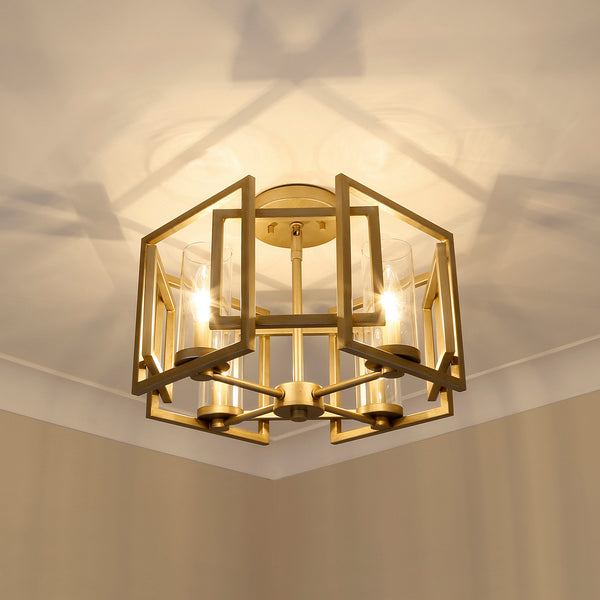 Four Light Flush Mount from the Marco BLK Collection in White Gold Finish by Golden