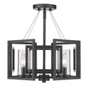 Four Light Semi-Flush Mount from the Marco BLK Collection in Matte Black Finish by Golden