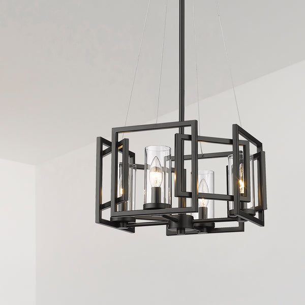 Four Light Semi-Flush Mount from the Marco BLK Collection in Matte Black Finish by Golden