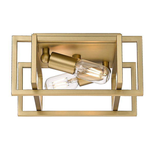 Two Light Flush Mount from the Tribeca BCB Collection in Brushed Champagne Bronze Finish by Golden