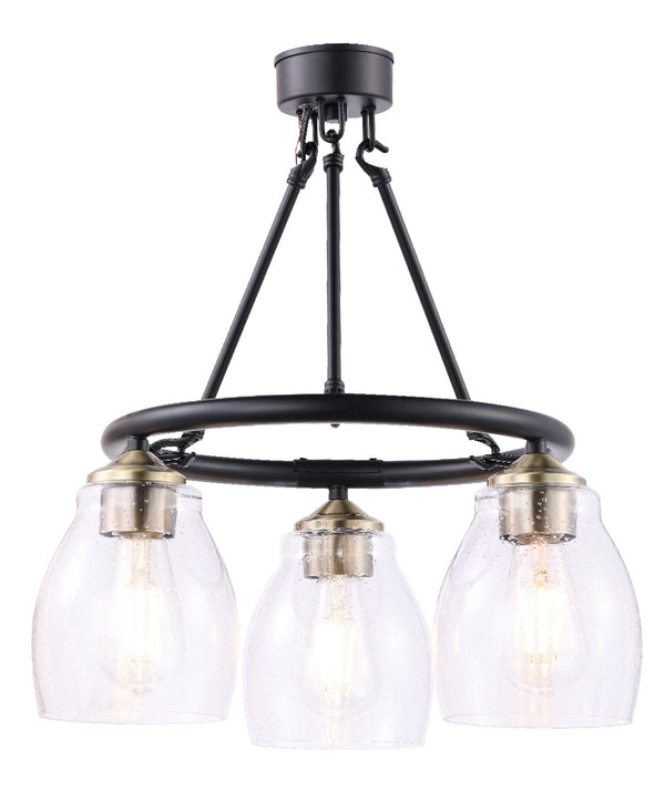 Minka-Lavery - 2437-878 - Three Light Chandelier - Winsley - Coal And Stained Brass from Lighting & Bulbs Unlimited in Charlotte, NC
