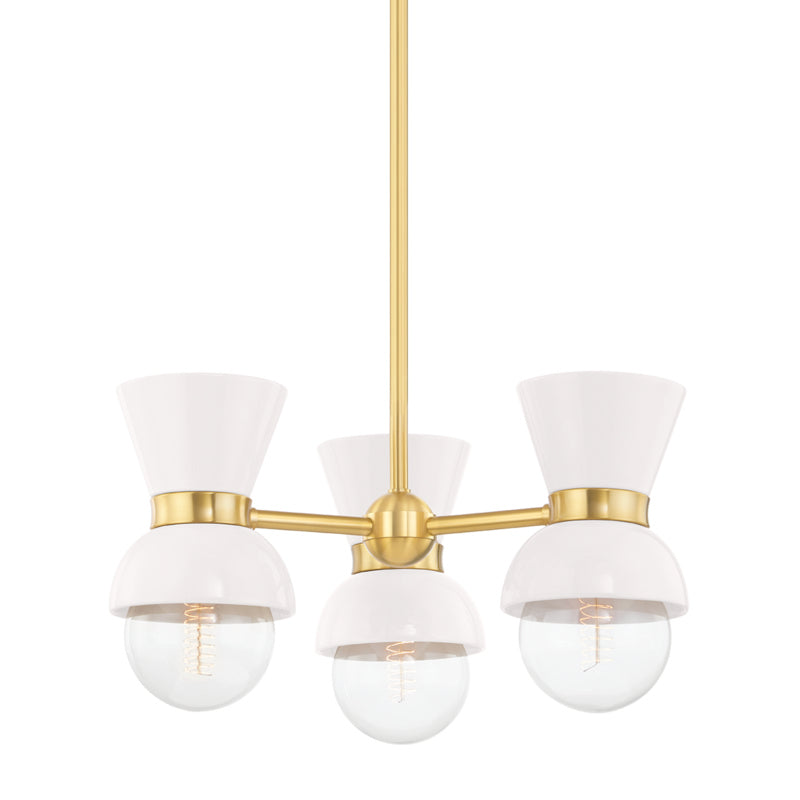 Mitzi - H469603-AGB/CCR - Three Light Semi Flush Mount - Gillian - Aged Brass/Ceramic Gloss Cream from Lighting & Bulbs Unlimited in Charlotte, NC