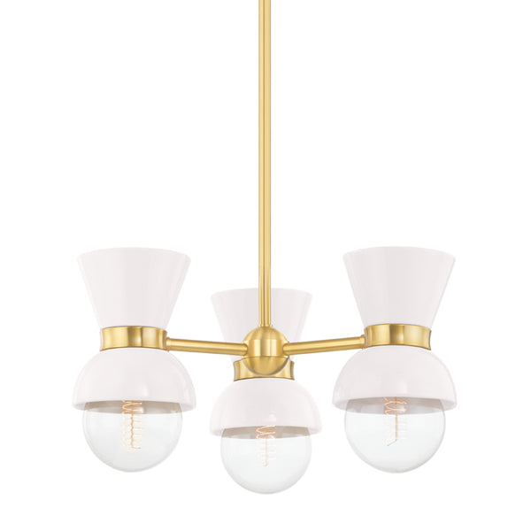 Mitzi - H469603-AGB/CCR - Three Light Semi Flush Mount - Gillian - Aged Brass/Ceramic Gloss Cream from Lighting & Bulbs Unlimited in Charlotte, NC