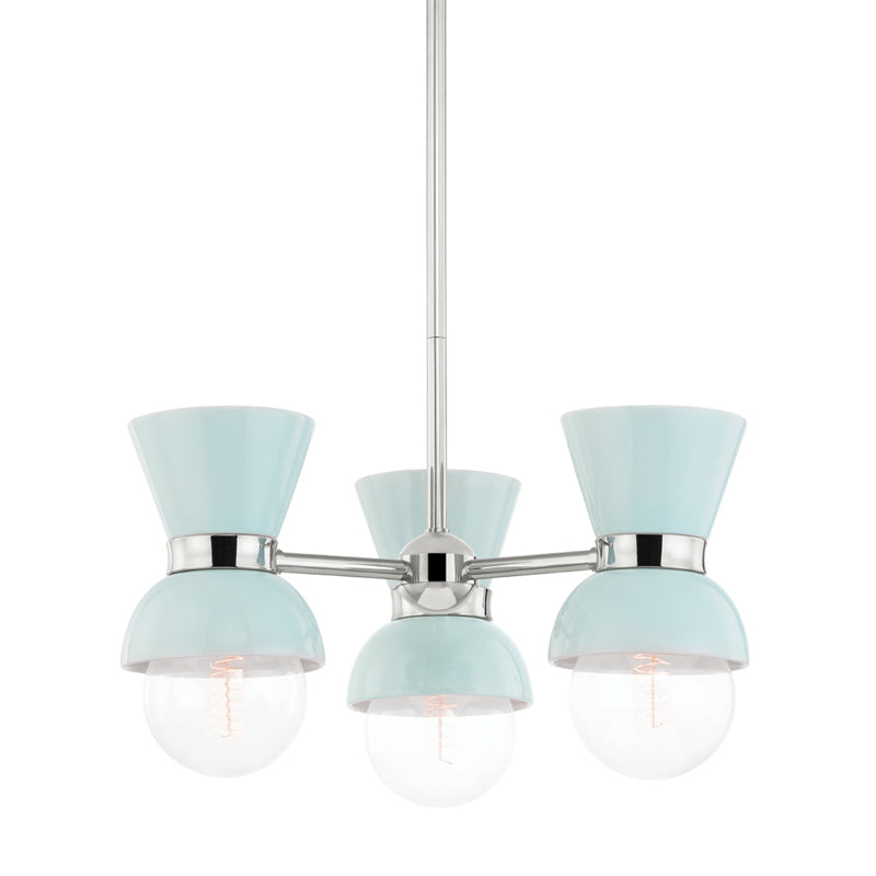 Mitzi - H469603-PN/CRB - Three Light Semi Flush Mount - Gillian - Polished Nickel/Ceramic Gloss Robins Egg Blue from Lighting & Bulbs Unlimited in Charlotte, NC