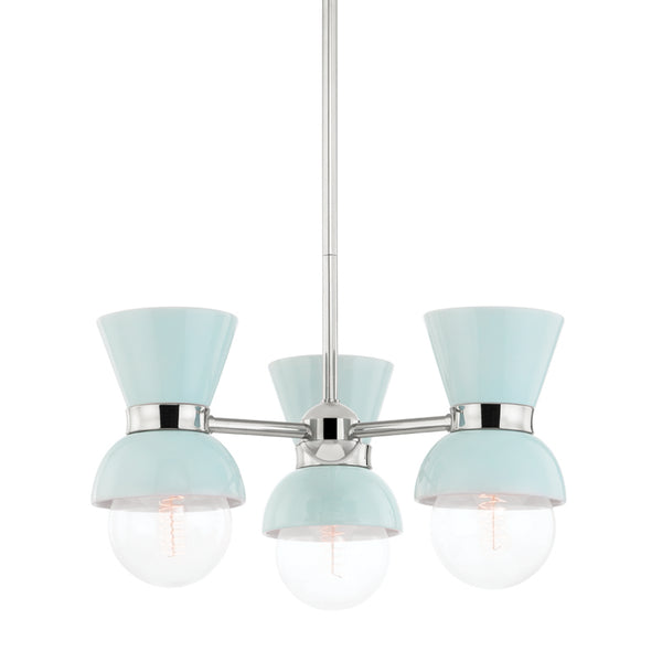 Mitzi - H469603-PN/CRB - Three Light Semi Flush Mount - Gillian - Polished Nickel/Ceramic Gloss Robins Egg Blue from Lighting & Bulbs Unlimited in Charlotte, NC