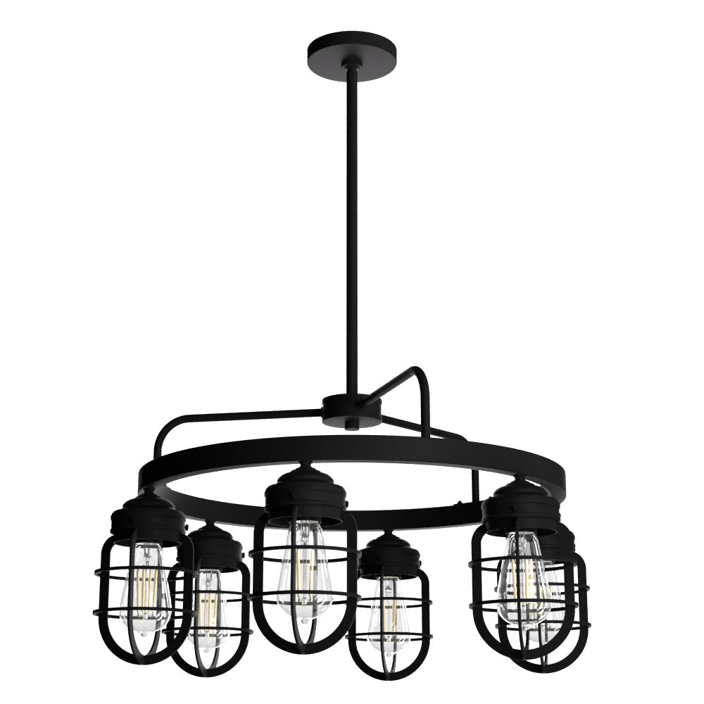 Hunter - 19666 - Six Light Chandelier - Starklake - Natural Black Iron from Lighting & Bulbs Unlimited in Charlotte, NC