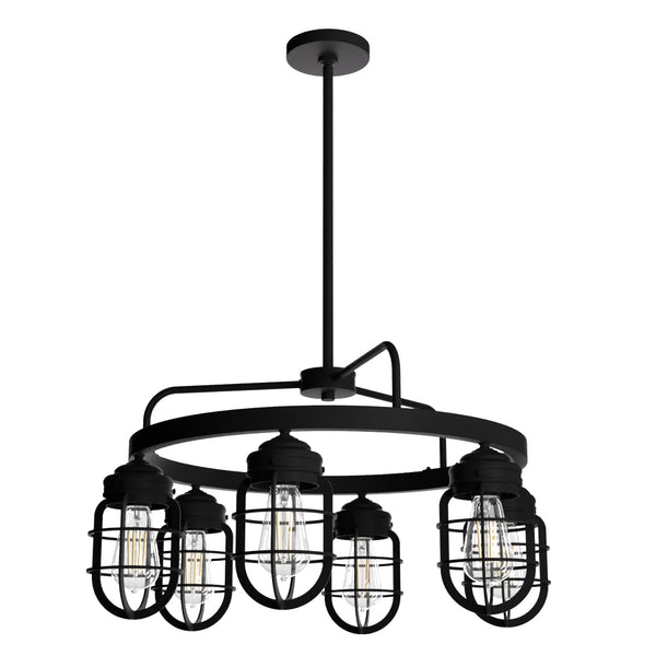 Hunter - 19666 - Six Light Chandelier - Starklake - Natural Black Iron from Lighting & Bulbs Unlimited in Charlotte, NC