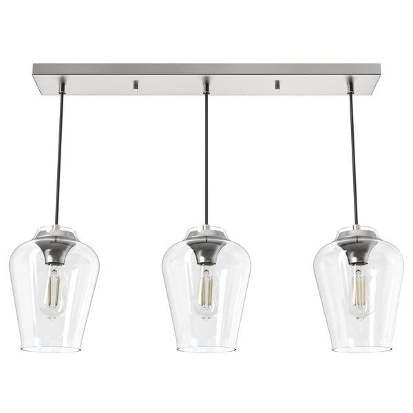 Hunter - 19725 - Three Light Linear Cluster - Vidria - Brushed Nickel from Lighting & Bulbs Unlimited in Charlotte, NC