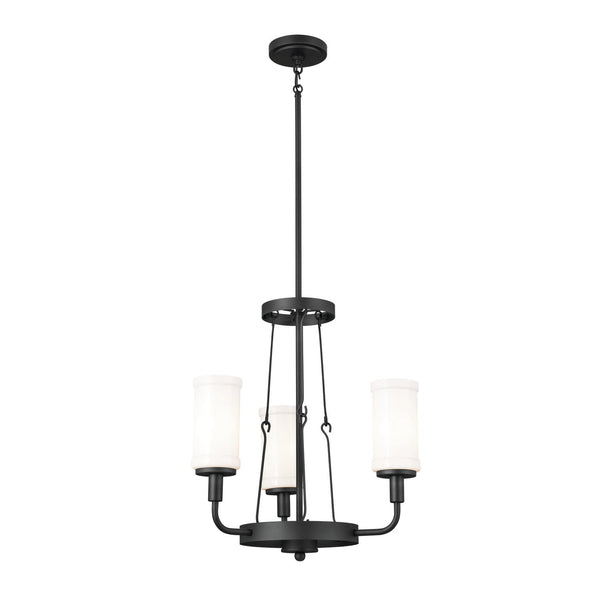 Three Light Mini Chandelier from the Vetivene Collection in Textured Black Finish by Kichler
