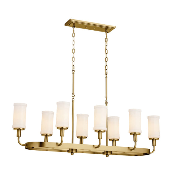 Eight Light Linear Chandelier from the Vetivene Collection in Natural Brass Finish by Kichler