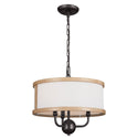 Three Light Chandelier/Semi Flush from the Heddle Collection in Anvil Iron Finish by Kichler
