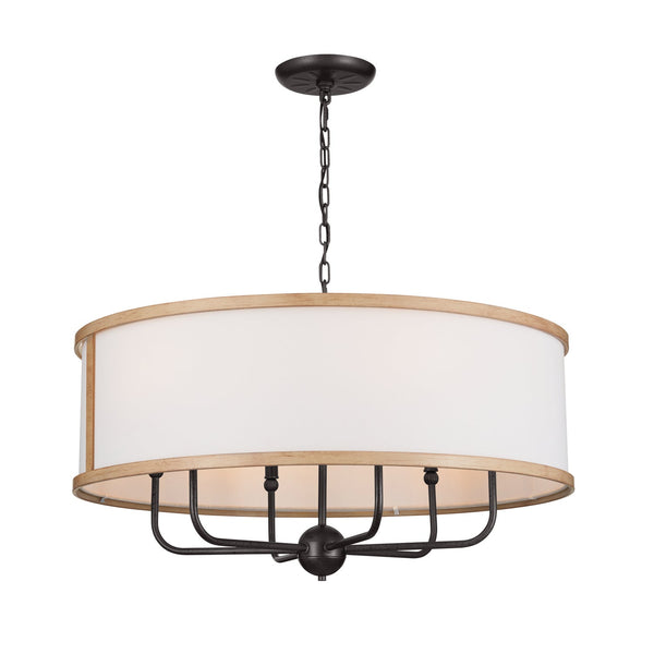 Six Light Chandelier from the Heddle Collection in Anvil Iron Finish by Kichler