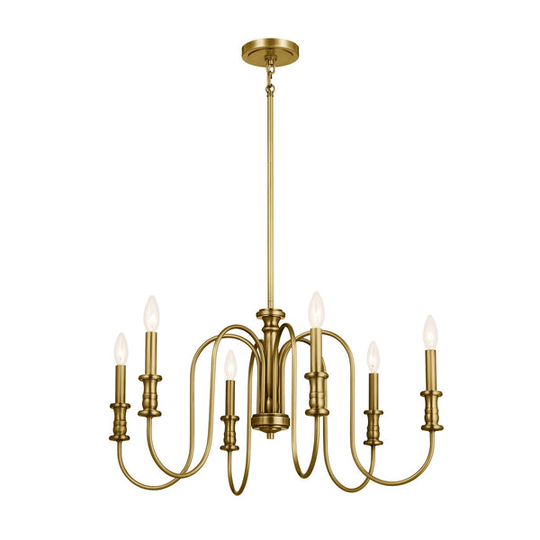 Six Light Chandelier from the Karthe Collection in Natural Brass Finish by Kichler
