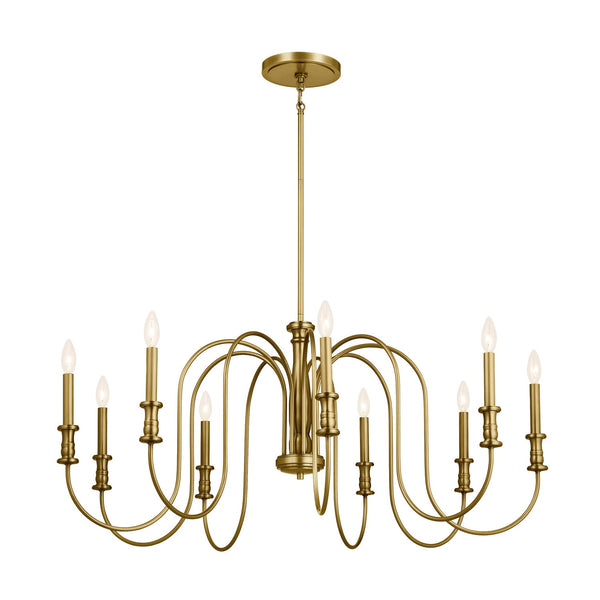 Nine Light Chandelier from the Karthe Collection in Natural Brass Finish by Kichler