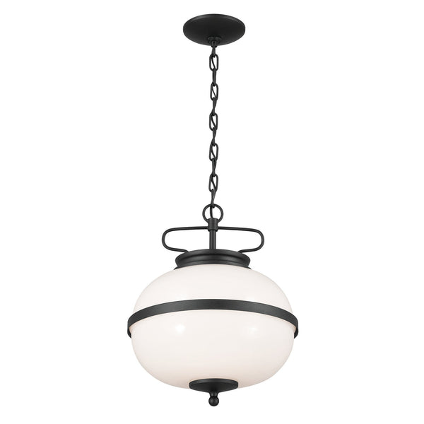 Two Light Pendant from the Opal Collection in Textured Black Finish by Kichler