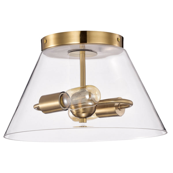 Nuvo Lighting - 60-7419 - Three Light Flush Mount - Dover - Vintage Brass from Lighting & Bulbs Unlimited in Charlotte, NC
