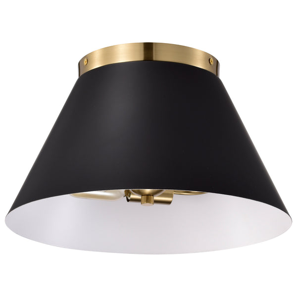 Nuvo Lighting - 60-7417 - Three Light Flush Mount - Dover - Black / Vintage Brass from Lighting & Bulbs Unlimited in Charlotte, NC