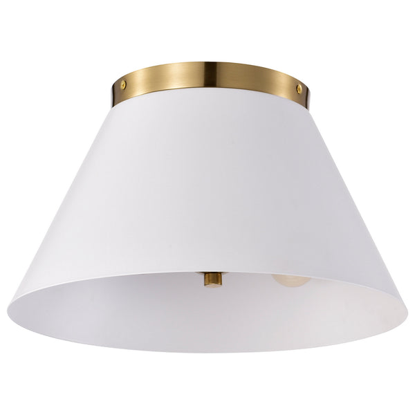 Nuvo Lighting - 60-7418 - Three Light Flush Mount - Dover - White / Vintage Brass from Lighting & Bulbs Unlimited in Charlotte, NC