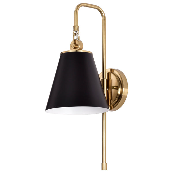 Nuvo Lighting - 60-7445 - One Light Wall Sconce - Dover - Black / Vintage Brass from Lighting & Bulbs Unlimited in Charlotte, NC