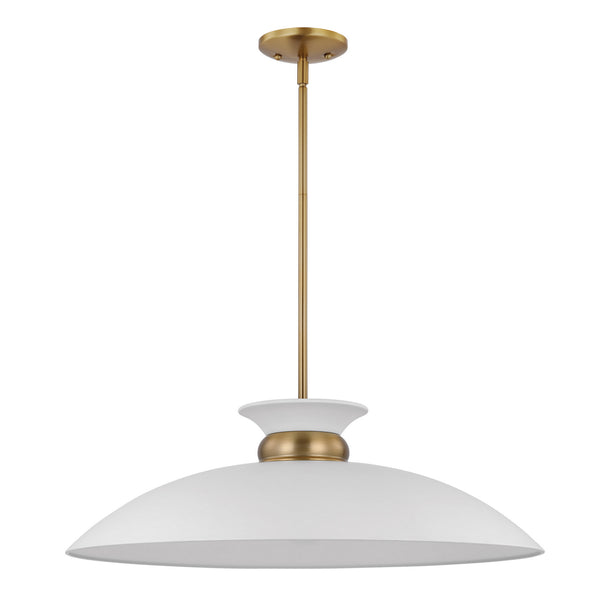 Nuvo Lighting - 60-7465 - One Light Pendant - Perkins - Matte White / Burnished Brass from Lighting & Bulbs Unlimited in Charlotte, NC
