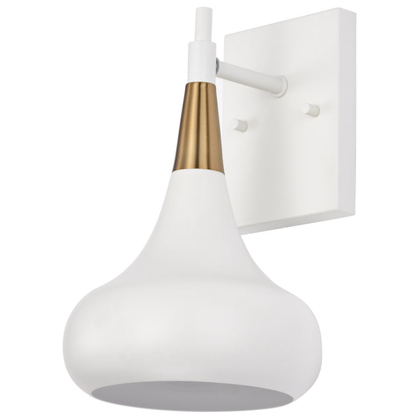 Nuvo Lighting - 60-7509 - One Light Wall Sconce - Phoenix - Matte White / Burnished Brass from Lighting & Bulbs Unlimited in Charlotte, NC