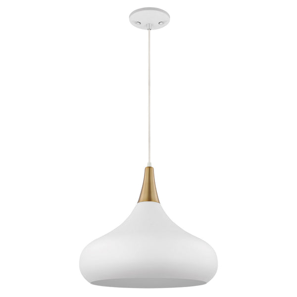 Nuvo Lighting - 60-7518 - One Light Pendant - Phoenix - Matte White / Burnished Brass from Lighting & Bulbs Unlimited in Charlotte, NC