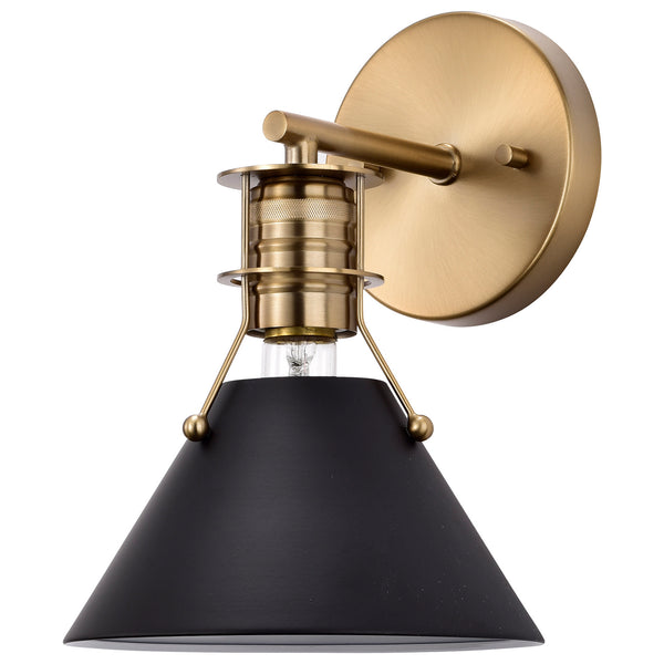 Nuvo Lighting - 60-7519 - One Light Wall Sconce - Outpost - Matte Black / Burnished Brass from Lighting & Bulbs Unlimited in Charlotte, NC