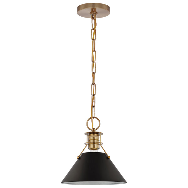 Nuvo Lighting - 60-7521 - One Light Pendant - Outpost - Matte Black / Burnished Brass from Lighting & Bulbs Unlimited in Charlotte, NC