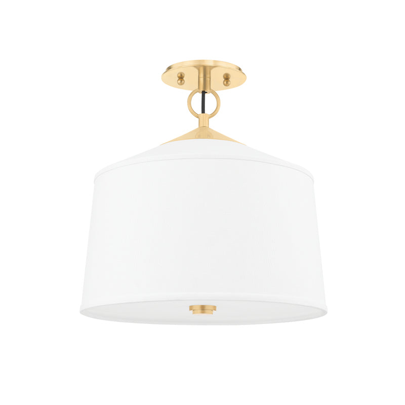 Hudson Valley - 5210-AGB - One Light Semi Flush Mount - White Plains - Aged Brass from Lighting & Bulbs Unlimited in Charlotte, NC