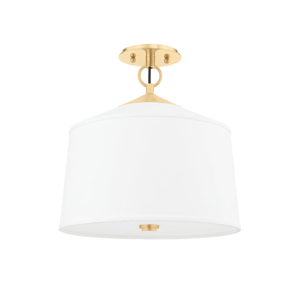 Hudson Valley - 5210-AGB - One Light Semi Flush Mount - White Plains - Aged Brass from Lighting & Bulbs Unlimited in Charlotte, NC